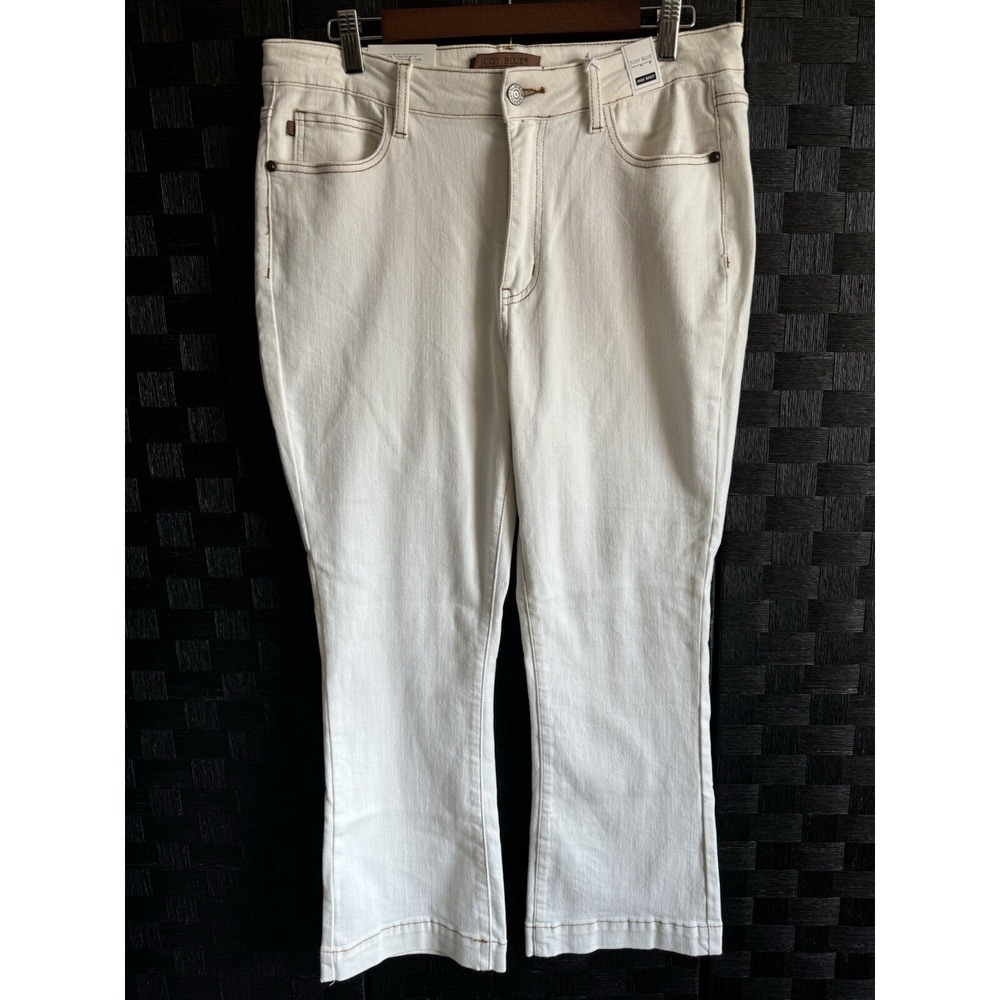 Judy Blue Jeans Womens Cropped Bootcut Sz 31 Ecru White Denim NEW NWT